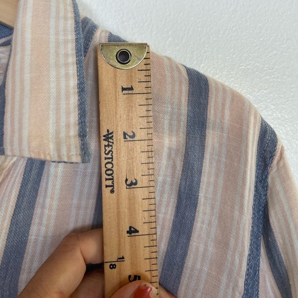 Lucky Brand Women's Button Down Shirt Size L Pink and Blue Stripes Long Sleeve - Picture 5 of 10